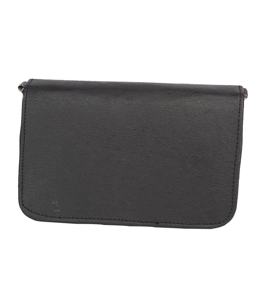Envie Faux Leather Black Embellished Magnetic Snap Crossbody Bag 