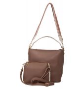 Aliado Faux Leather Solid Light Brown Zipper Closure Handbag Combo
