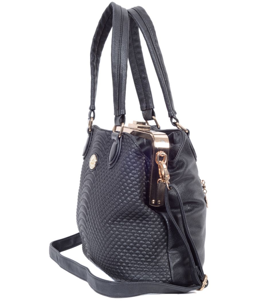 Arcad Black Textured Handbag
