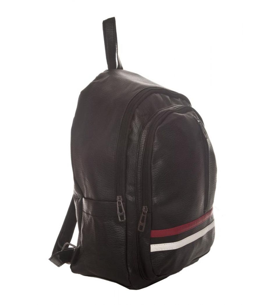 Aliado Faux Leather Solid Black Zipper Closure Stylish Backpack 