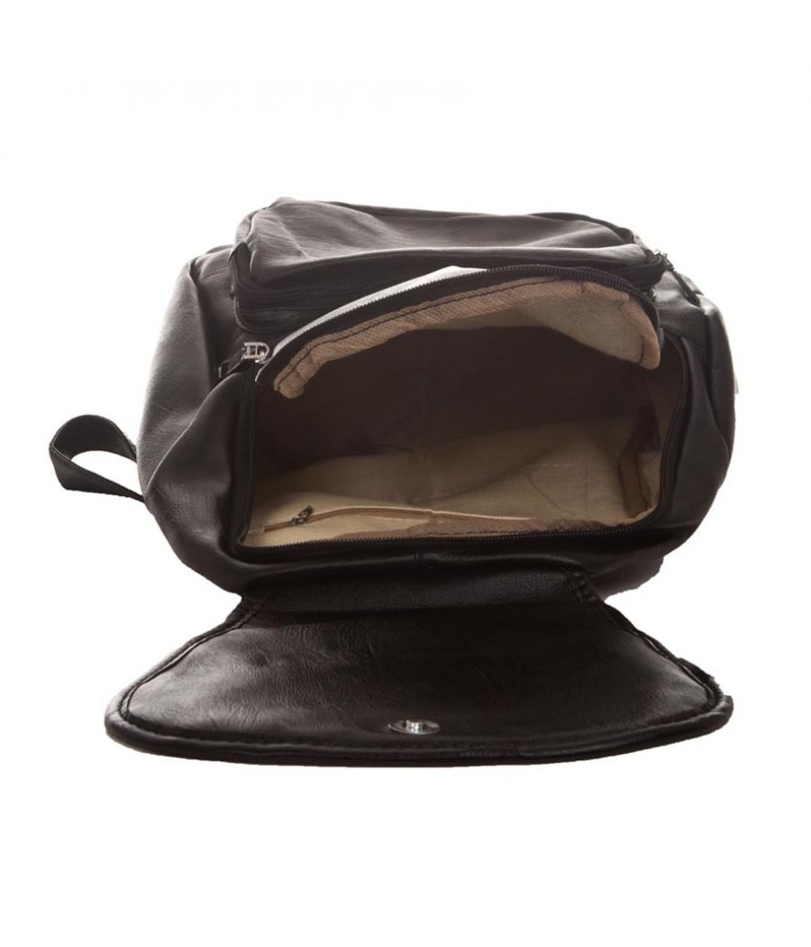 Aliado Faux Leather Solid Black Zipper Closure Stylish Backpack 