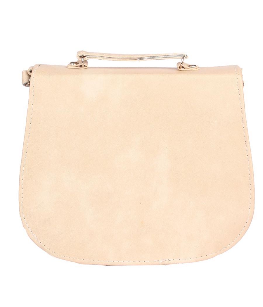 Envie Faux Leather Cream Embellished Magnetic Snap Crossbody Bag 
