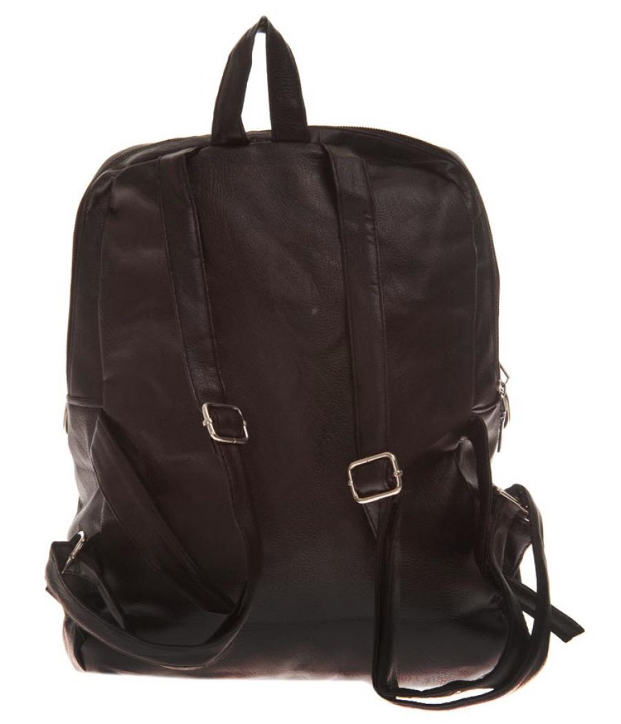 Aliado Faux Leather Printed Black Coloured Zipper Closure Backpack 