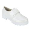 Joy n Fun Shiny Leather Broad Toe Comfortable White Sole Strap Velcro Closure Party Wear White Shoes for Boys/ Kids