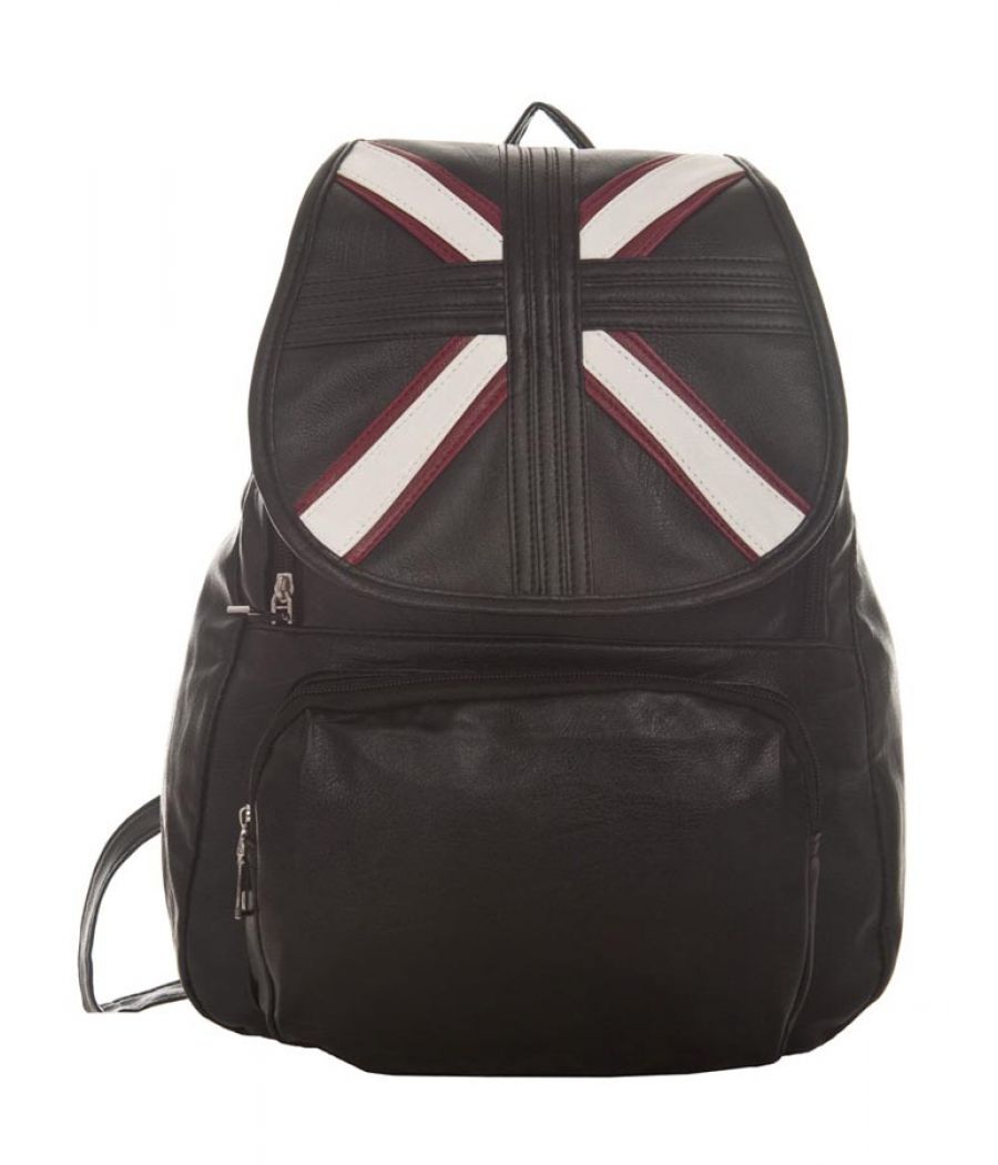 Aliado Faux Leather Black Coloured Zipper Closure Backpack