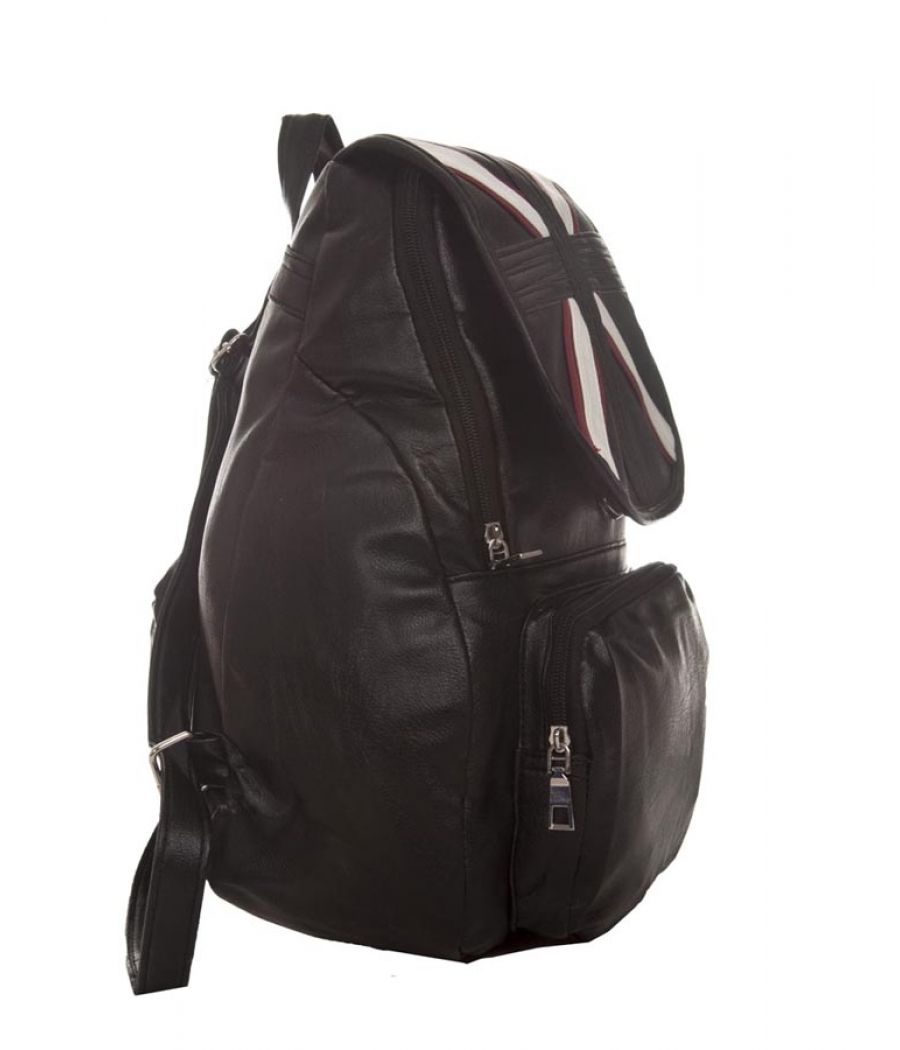 Aliado Faux Leather Black Coloured Zipper Closure Backpack