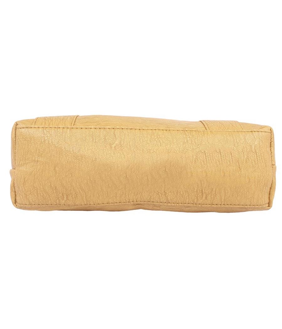 Aliado Faux Leather Solid Mustard Zipper Closure Tote Bag 