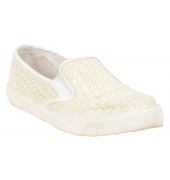 Topshop Faux Leather Croc Pattern Cream Sneakers