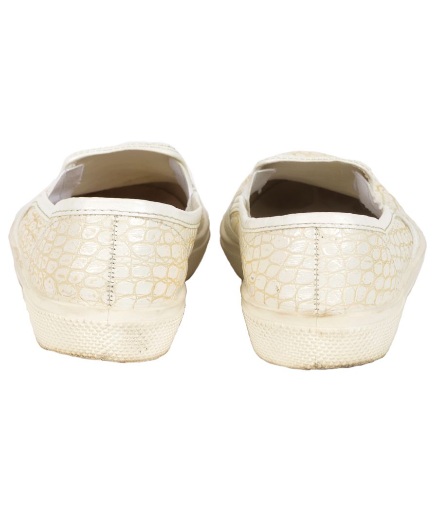 Topshop Faux Leather Croc Pattern Cream Sneakers