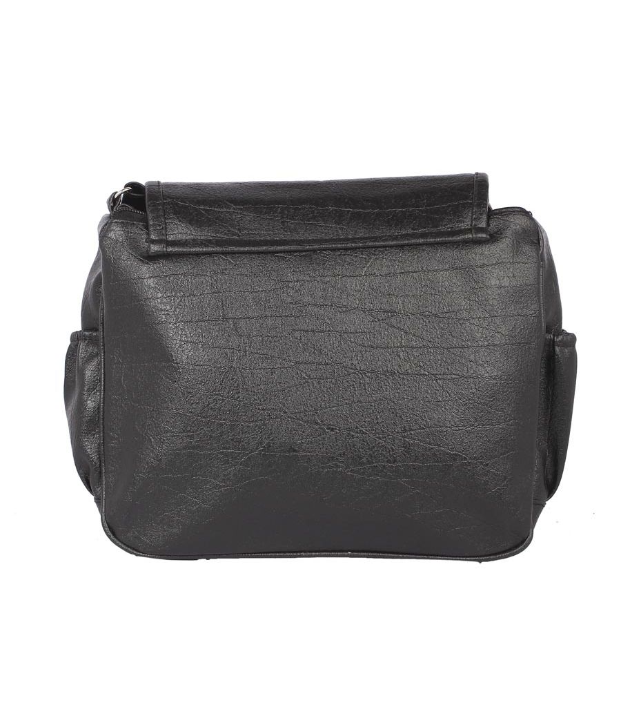 Aliado Cotton Black Solid Zipper Closure Sling Bag