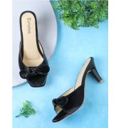 Estatos Kitten Heels Single strap Black Sandals for Women (P15V1104)