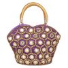 Envie Cloth/Textile/Fabric Embellished Purple Zipper Closure Handbag 