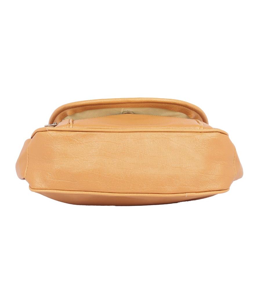 Aliado Faux Leather  Mustard  Magnetic Snap Closure Crossbody Bag