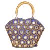Envie Cloth/Textile/Fabric Embellished Blue Zipper Closure Handbag 