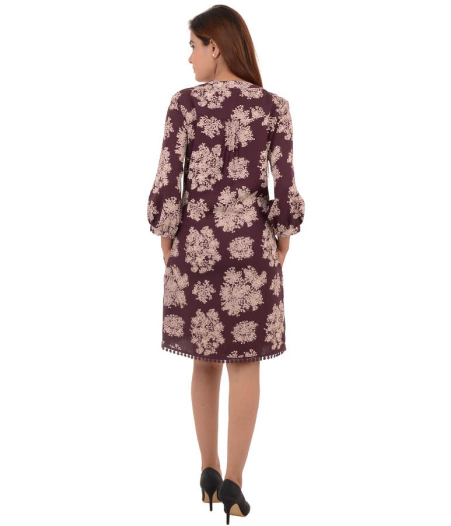 Laura Ashley Polyester Floral Printed Purple Dress