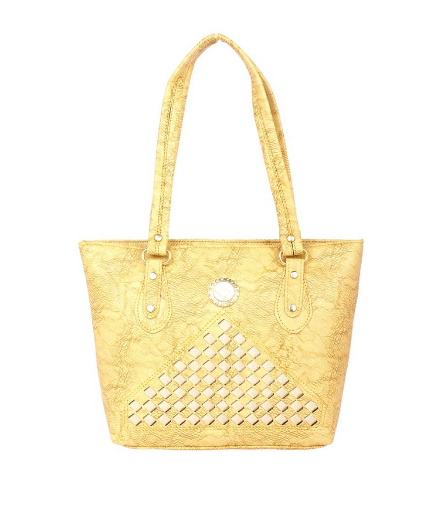 Aliado Faux Leather Yellow Coloured Zipper Closure Handbag 