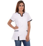 Dimenions Polyester Front Zip White/Black Tunic