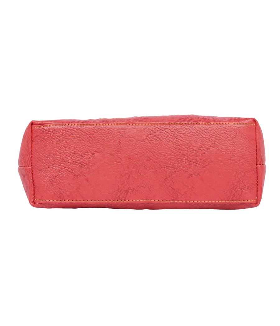 Aliado Faux Leather Pink Coloured Zipper Closure Tote Bag 