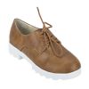 Joy n Fun Frosted Leather Broad Toe Comfortable White Sole Brown Laced Formal Shoes for Boys/ Kids