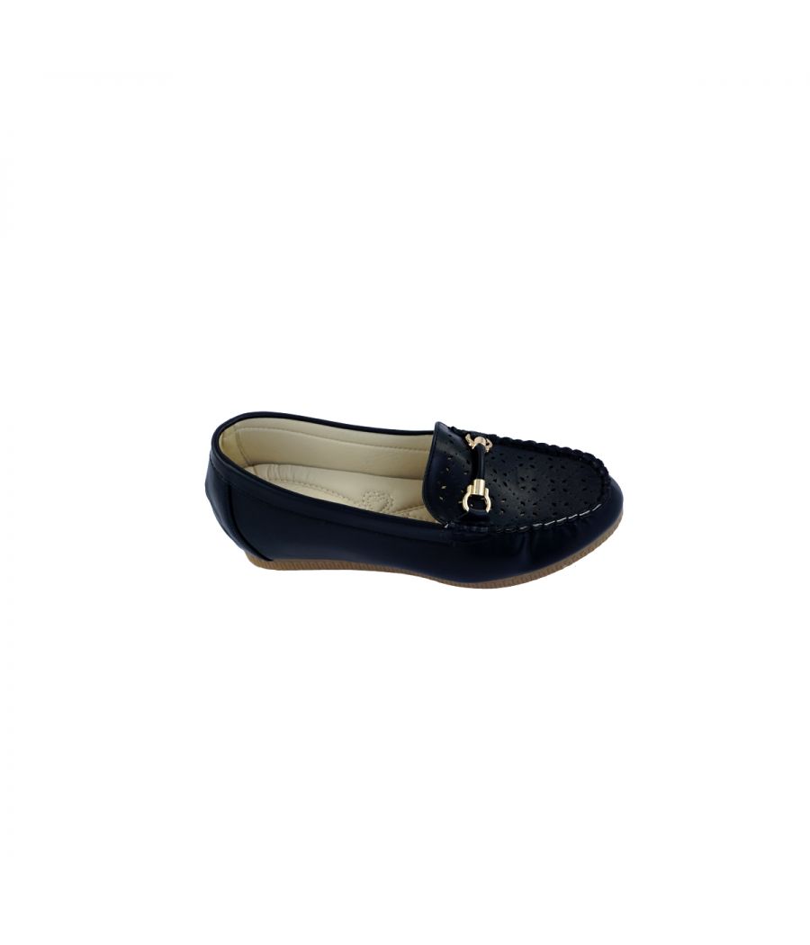 Estatos PU black Broad Toe Flat Casual Loafers 