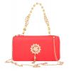 Envie Faux Leather Embellished Red Zipper Closure Crossbody Bag