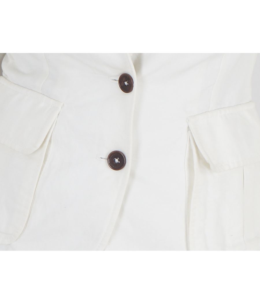 Gant Cotton Solid Cream Full Sleeves Button Closure Formal Jacket