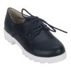 Joy n Fun Frosted Leather Broad Toe Comfortable White Sole Black Laced Formal Shoes for Boys/ Kids