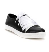 Estatos Leather Black Coloured Broad Toe Flat Heel Sneakers