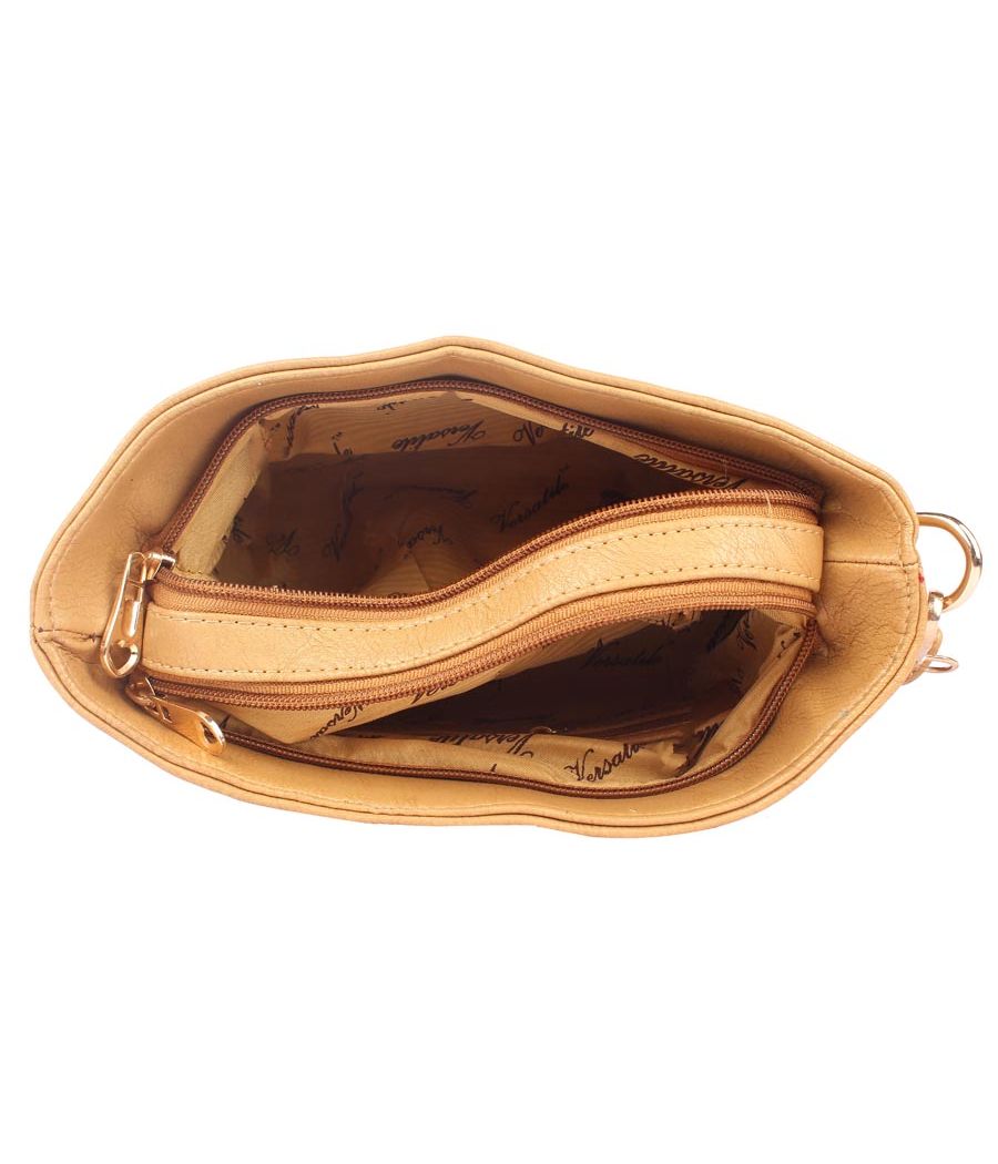 Aliado Faux Leather Mustard Zipper Closure Handbag 