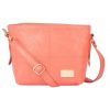 Aliado Faux Leather Peach Coloured Zipper Closure Handbag 