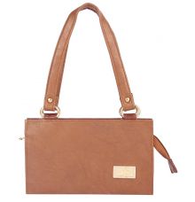 Aliado Faux Leather Coffee Brown Zipper Closure    Handbag 