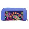 Envie Faux Leather Embroidered Blue & Multi Zipper Closure Minaudiere Style Clutch