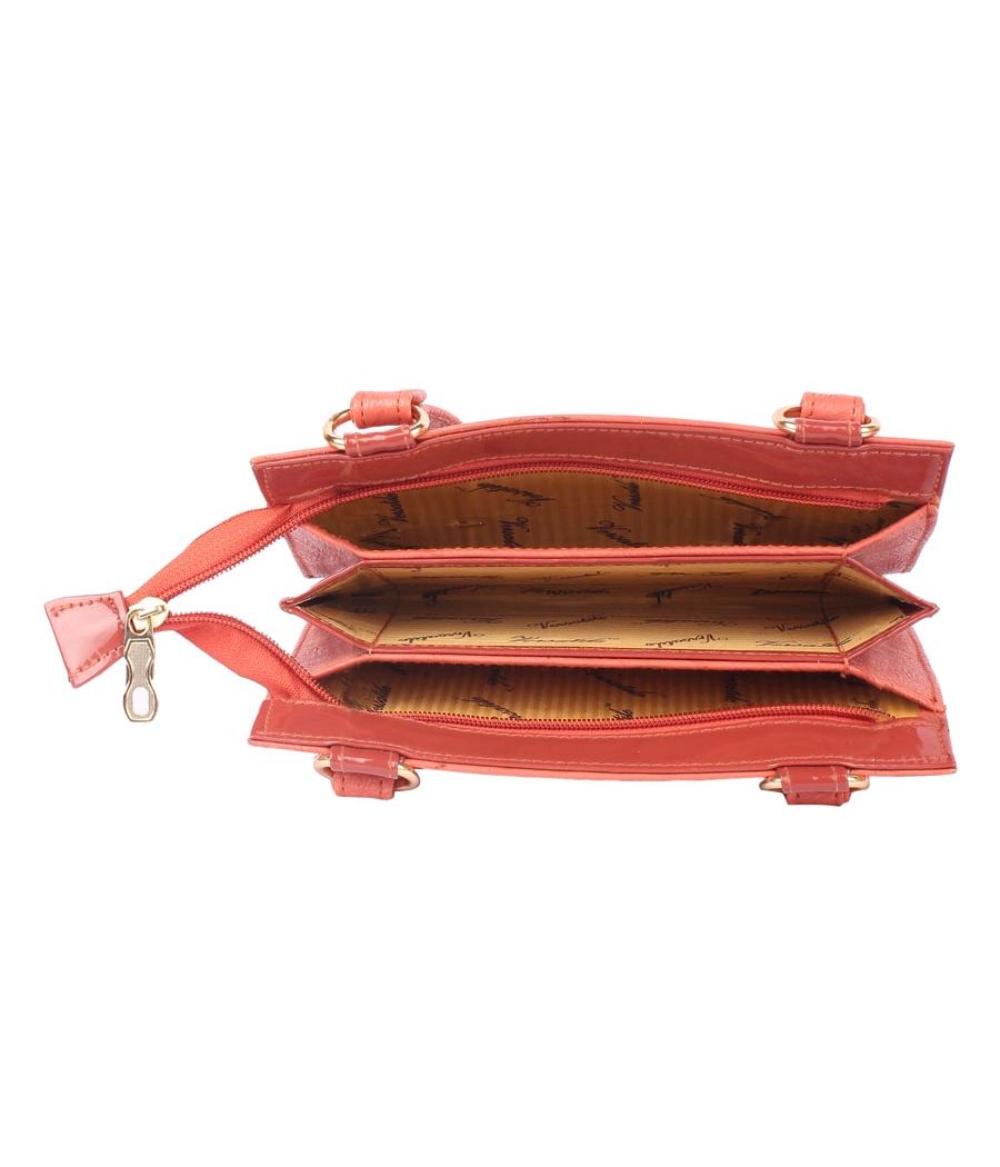 Aliado Faux Leather     Peach   Coloured Zipper Closure Tote Bag 