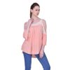 Estance Hosiery Solid Peach Cold Shoulder Bell Sleeved Casual Top 