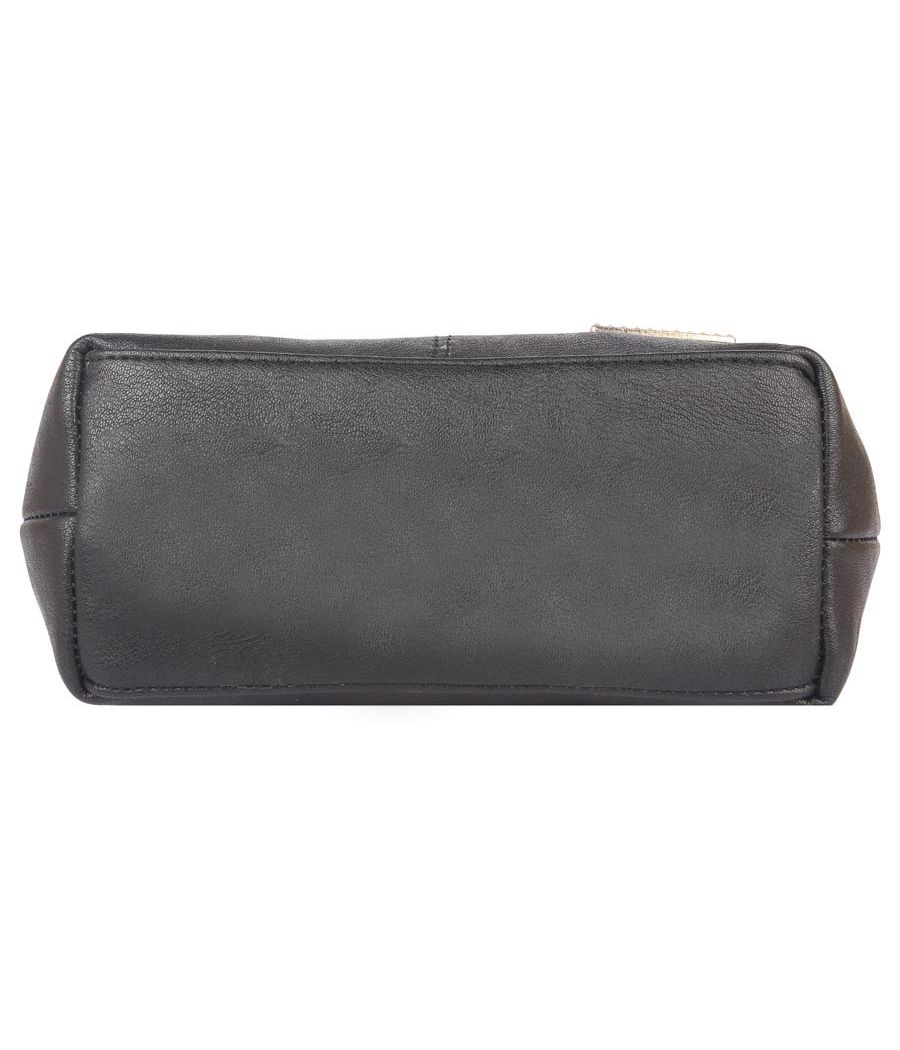 Aliado Faux Leather Black Coloured Zipper Closure Tote Bag 