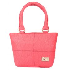 Aliado Faux Leather Pink Coloured Zipper        Closure Handbag 