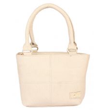 Aliado Faux Leather Cream Coloured Zipper Closure Handbag 