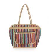 Aliado Textile/Fabric Multi color Zipper Closure Handcrafted Handbag 