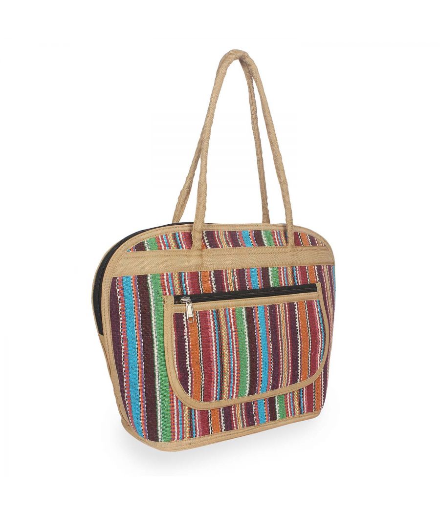 Aliado Textile/Fabric Multi color Zipper Closure Handcrafted Handbag 