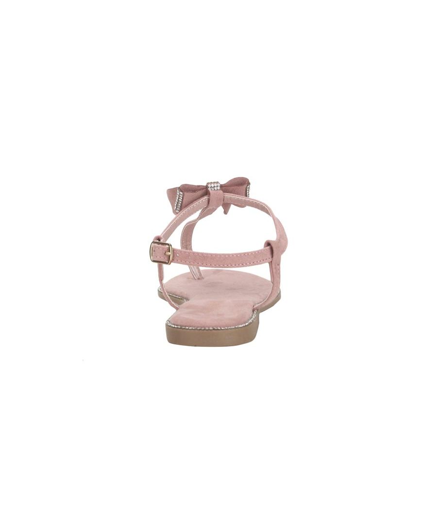 Estatos Leather Pink Buckle Closure T Strap Open Toe Casual Flat  Sandals