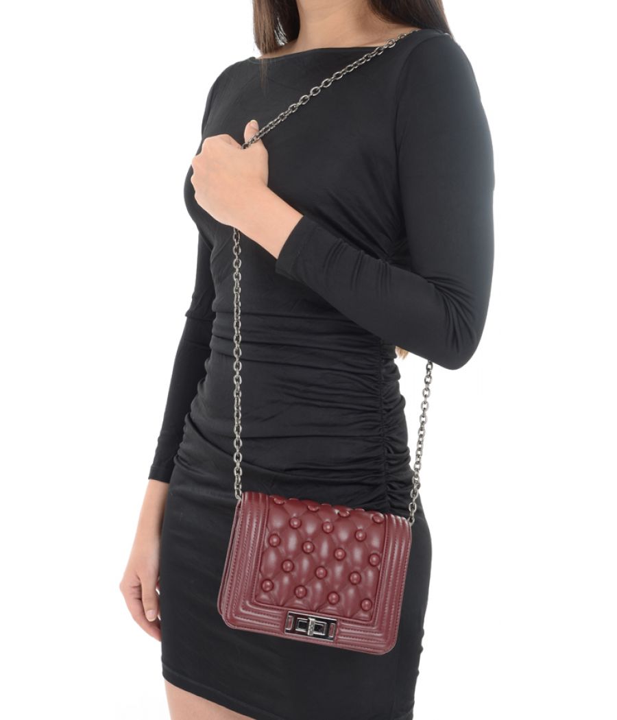 Aliado Synthetic Leather Button Quilted Maroon Sling Bag 