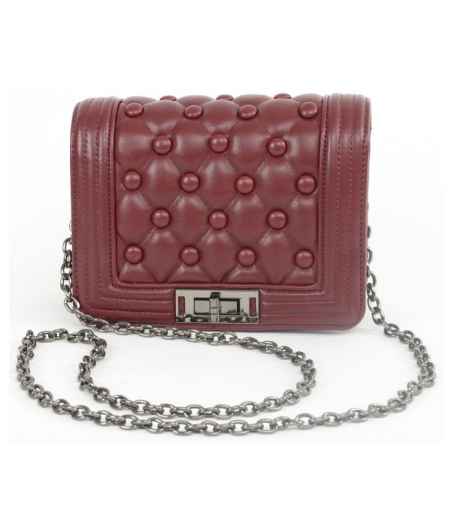 Aliado Synthetic Leather Button Quilted Maroon Sling Bag 