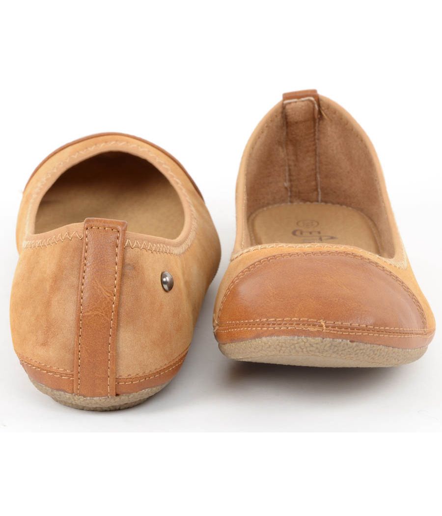 Estatos Faux Leather Walk cut tip design flat Brown bellies/shoes