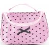 Aliado pink Satin cosmetic/utility Bag/pouch with black net and polka dots 