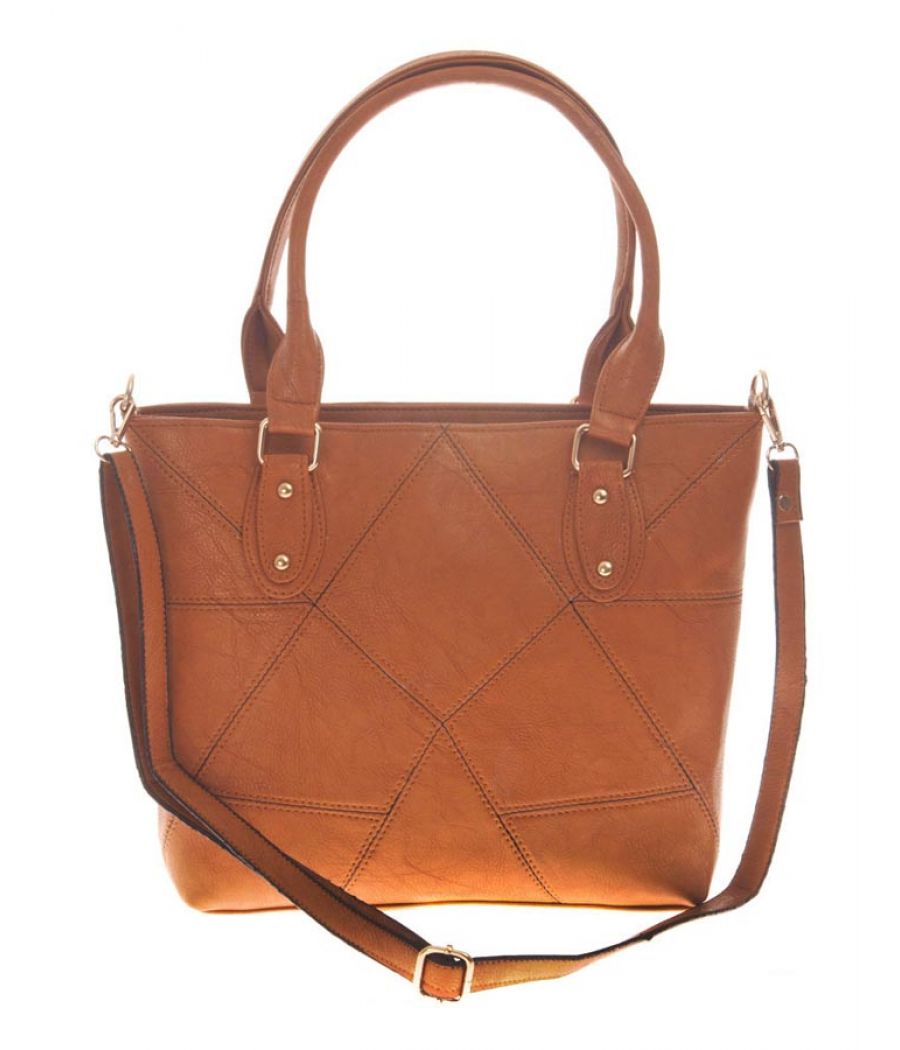 Aliado Faux Leather Solid Brown Zipper Closure Handbag 