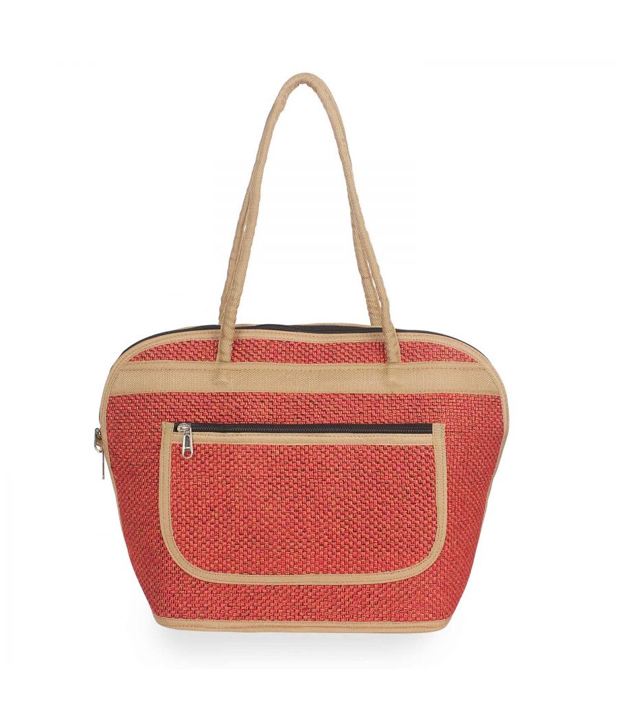 Aliado Textile Orange Color Zipper Closure Handcrafted Handbag 