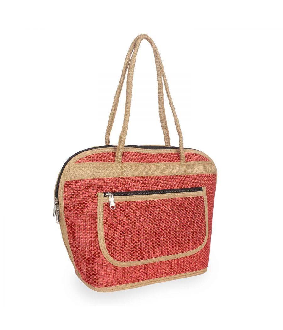 Aliado Textile Orange Color Zipper Closure Handcrafted Handbag 