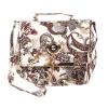 Envie Faux Leather Printed White & Black Magnetic Snap Crossbody Bag 