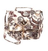 Envie Faux Leather Printed White & Black Magnetic Snap Crossbody Bag 