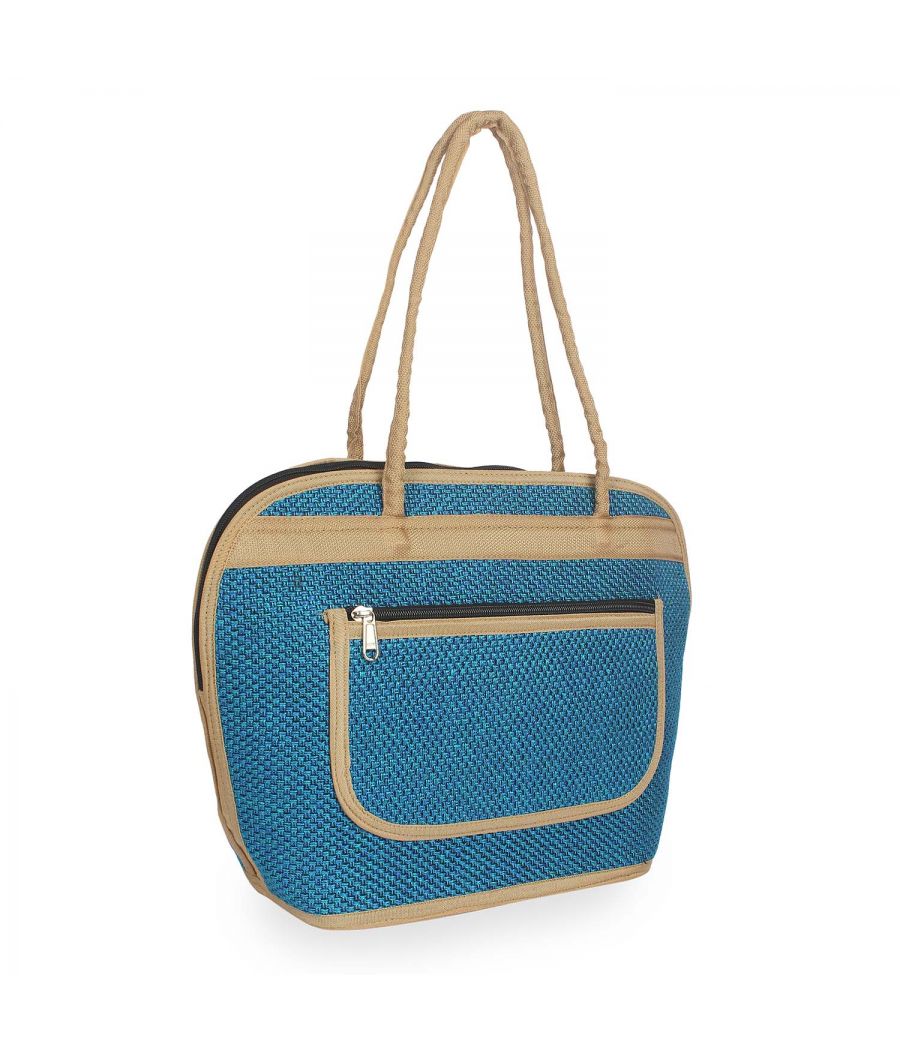 Aliado Polyester Blue Color Zipper Closure Handbag 